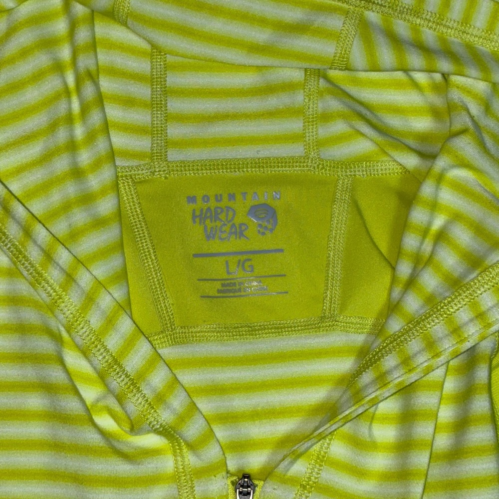 Mountain Hardwear Womens Neon Striped‎ 1/4 Zip Hooded Pullover Size L/G FLAW - Picture 4 of 7